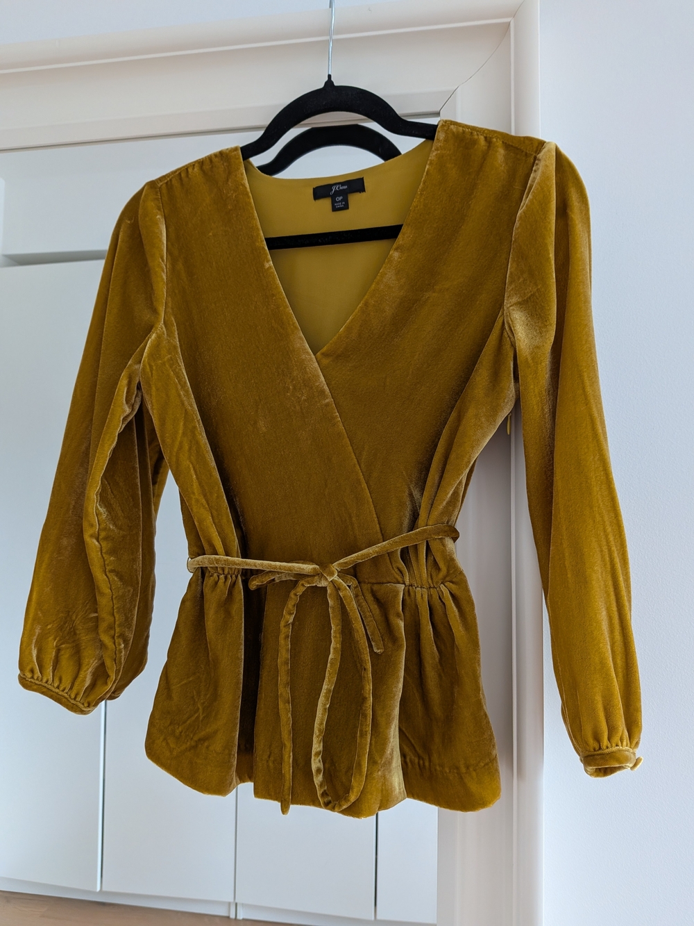 J Crew Velvet Faux Wrap Top In Vintage Gold Size 0P